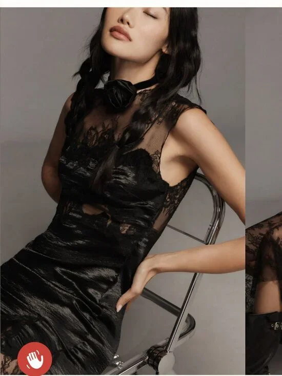 new ANTHROPOLLOGIE lace slim midi dress s small - Picture 2 of 4